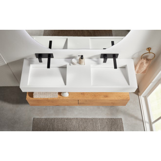 CERANO - Umyvadlo z litého mramoru Piano - nástěnné - bílá matná - 153x44 cm