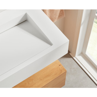 CERANO - Umyvadlo z litého mramoru Piano - nástěnné - bílá matná - 153x44 cm