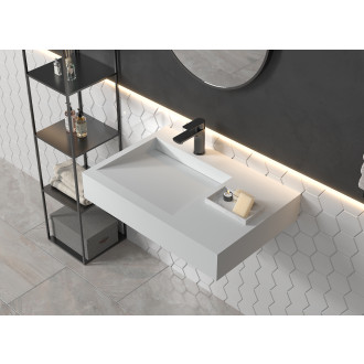 CERANO - Umyvadlo z litého mramoru Tokio - nástěnné - bílá matná - 73,5x49,7 cm