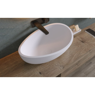 CERANO - Umyvadlo z litého mramoru Valentino - na desku - bílá matná - 60x37 cm