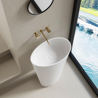 CERANO - Umyvadlo z litého mramoru Valeo - volně stojící - bílá matná - 60x90 cm