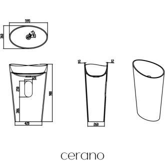 CERANO - Umyvadlo z litého mramoru Valeo - volně stojící - bílá matná - 60x90 cm