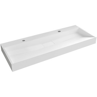 CERANO - Umyvadlo z litého mramoru Vita - nástěnné i na desku - 2 otvory pro baterii - bílá lesklá - 120x46 cm