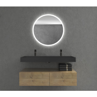 CERANO - Umyvadlo z litého mramoru Vita - nástěnné i na desku - 2 otvory pro baterii - černá matná - 120x46 cm