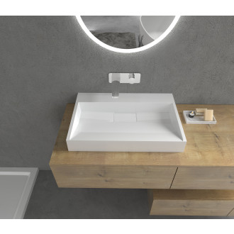 CERANO - Umyvadlo z litého mramoru Vita - nástěnné i na desku - bílá lesklá - 60x37 cm