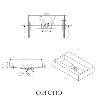 CERANO - Umyvadlo z litého mramoru Vita - nástěnné i na desku - bílá matná - 60x37 cm