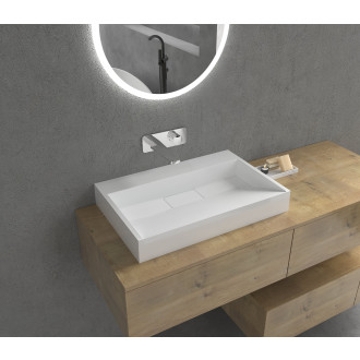 CERANO - Umyvadlo z litého mramoru Vita - nástěnné i na desku - bílá matná - 70x46 cm