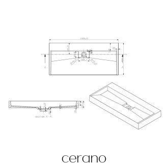 CERANO - Umyvadlo z litého mramoru Vita - nástěnné i na desku - černá matná - 100x46 cm