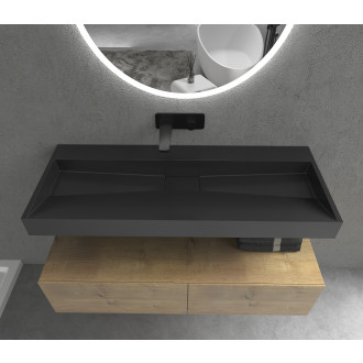 CERANO - Umyvadlo z litého mramoru Vita - nástěnné i na desku - černá matná - 120x46 cm