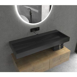 CERANO - Umyvadlo z litého mramoru Vita - nástěnné i na desku - černá matná - 120x46 cm