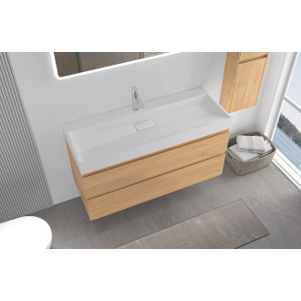 CERANO - Umyvadlo z litého mramoru Vita - nástěnné i na desku - otvor pro baterii - bílá lesklá - 100x46 cm