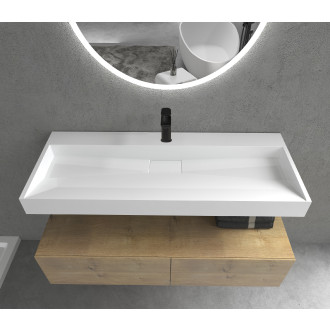 CERANO - Umyvadlo z litého mramoru Vita - nástěnné i na desku - otvor pro baterii - bílá lesklá - 100x46 cm