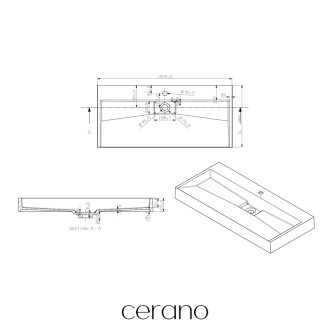 CERANO - Umyvadlo z litého mramoru Vita - nástěnné i na desku - otvor pro baterii - bílá matná - 100x46 cm