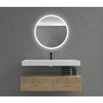 CERANO - Umyvadlo z litého mramoru Vita - nástěnné i na desku - otvor pro baterii - bílá matná - 100x46 cm