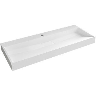 CERANO - Umyvadlo z litého mramoru Vita - nástěnné i na desku - otvor pro baterii - bílá matná - 120x46 cm