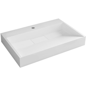 CERANO - Umyvadlo z litého mramoru Vita - nástěnné i na desku - otvor pro baterii - bílá matná - 60x37 cm