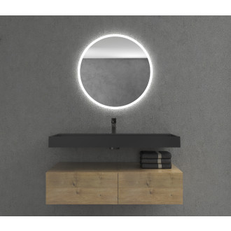 CERANO - Umyvadlo z litého mramoru Vita - nástěnné i na desku - otvor pro baterii - černá matná - 100x46 cm