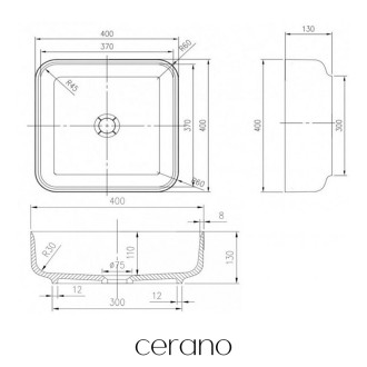 CERANO - Umyvadlo z litého mramoru Viva - na desku - bílá matná - 40x40 cm