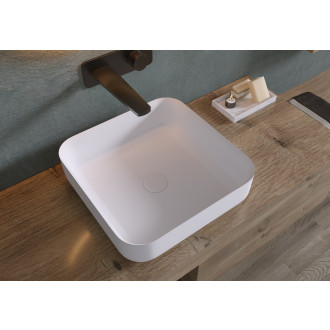 CERANO - Umyvadlo z litého mramoru Viva - na desku - bílá matná - 40x40 cm