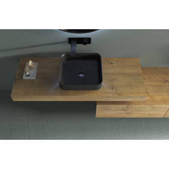 CERANO - Umyvadlo z litého mramoru Viva - na desku - černá matná - 40x40 cm