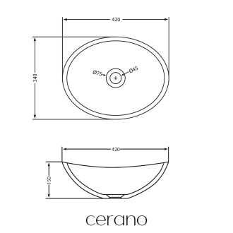 CERANO - Umyvadlo z litého mramoru Zara - na desku - bílá matná - 42x34 cm