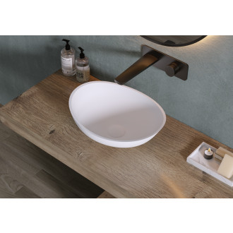 CERANO - Umyvadlo z litého mramoru Zara - na desku - bílá matná - 42x34 cm