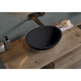 CERANO - Umyvadlo z litého mramoru Zara - na desku - černá matná - 42x34 cm