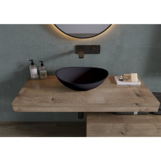 CERANO - Umyvadlo z litého mramoru Zara - na desku - černá matná - 42x34 cm