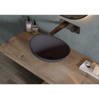 CERANO - Umyvadlo z litého mramoru Zara - na desku - černá matná - 42x34 cm