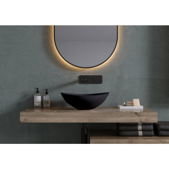 CERANO - Umyvadlo z litého mramoru Zara - na desku - černá matná - 42x34 cm