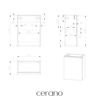 CERANO - Umyvadlová skříňka pro WC Zola - dub medový - 39,5x52,5x23,5 cm