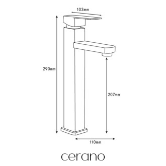 CERANO - Umyvadlová stojánková baterie Lorena - vysoká - černá matná