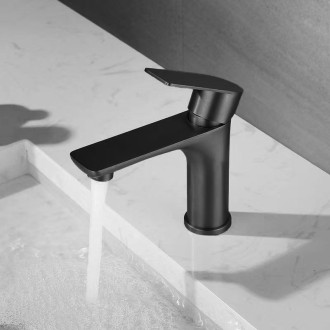 CERANO - Umyvadlová stojánková baterie Nicoleta - nízká - černá matná