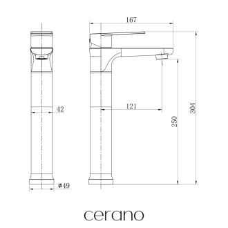 CERANO - Umyvadlová stojánková baterie Nicoleta - vysoká - černá matná