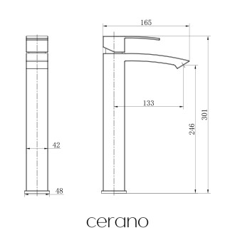 CERANO - Umyvadlová stojánková baterie Octavia - vysoká - černá matná