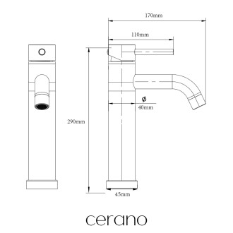 CERANO - Umyvadlová stojánková baterie Selma - vysoká - černá matná
