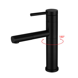 CERANO - Umyvadlová stojánková baterie Tiziana - otočná - nízká - černá matná