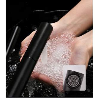 CERANO - Umyvadlová stojánková baterie Tiziana - otočná - vysoká - černá matná