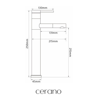 CERANO - Umyvadlová stojánková baterie Tiziana - otočná - vysoká - černá matná