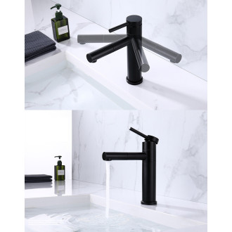 CERANO - Umyvadlová stojánková baterie Tiziana - otočná - vysoká - černá matná
