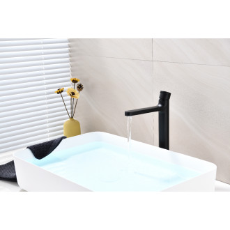 CERANO - Umyvadlová stojánková baterie Tondo - vysoká - černá matná