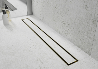 Mexen FLAT 120 cm - 2v1 lineární odtokový žlab, zlatá 1510120