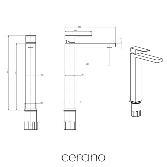 CERANO - Umyvadlová stojánková baterie Velar - vysoká - chrom