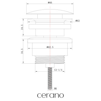 CERANO - Umyvadlová výpusť - 5/4“ click-clack - univerzální - černá matná