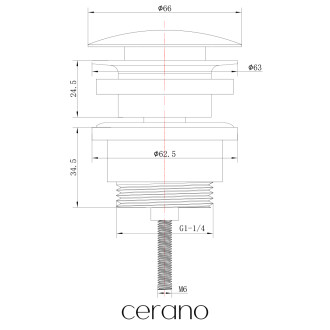 CERANO - Umyvadlová výpusť - 5/4“ click-clack - univerzální - zlatá kartáčovaná