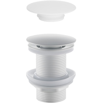 CERANO - Umyvadlová výpusť - 5/4“ click-clack bez přepadu + kryt z litého mramoru - 10/60mm - bílá matná