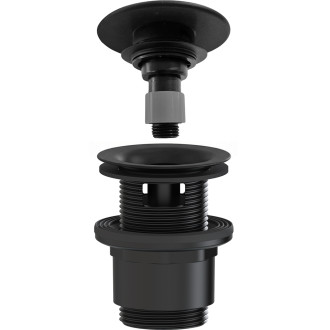 CERANO - Umyvadlová výpusť - 5/4“ click-clack s přepadem - neuzavíratelná - plast - 35/50mm - černá matná