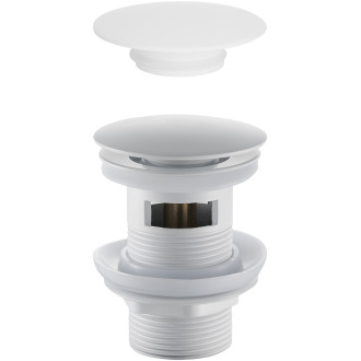 CERANO - Umyvadlová výpusť - 5/4“ click-clack s přepadem + kryt z litého mramoru - 25/60mm -  bílá matná