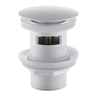 CERANO - Umyvadlová výpusť - 5/4“ click-clack s přepadem + kryt z litého mramoru - 25/60mm -  bílá matná