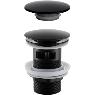 CERANO - Umyvadlová výpusť - 5/4“ click-clack s přepadem + kryt z litého mramoru - 25/60mm -  černá matná